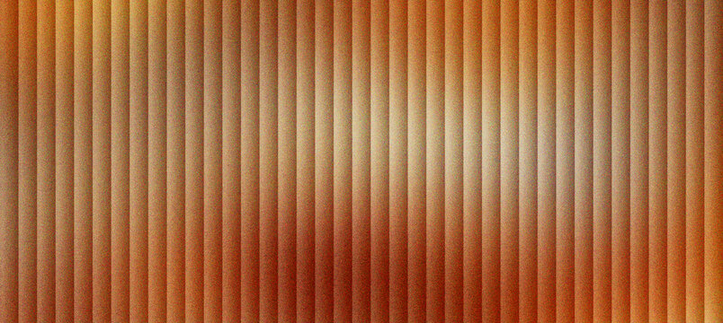 Corrugated copper metal texture background with vertical ridges. Industrial bronze metallic surface with light reflection. Ribbed orange steel panel backdrop for architectural design projects.