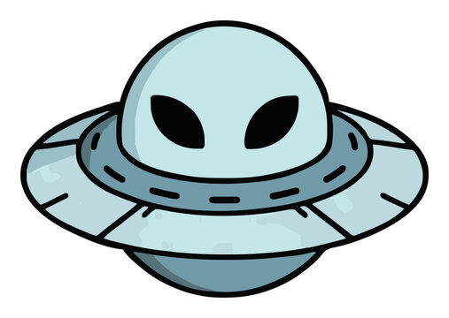 Alien saucer UFO spacecraft vector icon. Generative AI