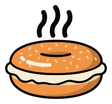Bagel with cream cheese perspective view isolated on.... Generative AI