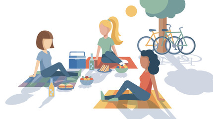 Obraz premium Friends Enjoying a Summer Picnic in Park