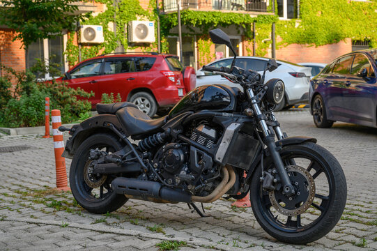 June 24, 2026, Tbilisi, Georgia Black Kawasaki Vulcan S Sport Cruiser with 649cc Engine Parked Outdoors