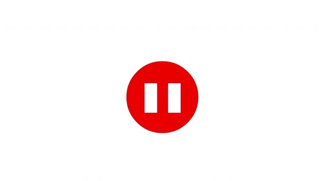 Pause Button Icon Animation on White Background | Video Player Control Symbol