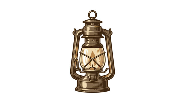 Vintage oil lantern with glass chimney and metal handle