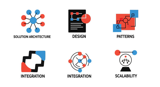 Abstract Icons: Solution, Design, Patterns, Integration, Scalability Concepts