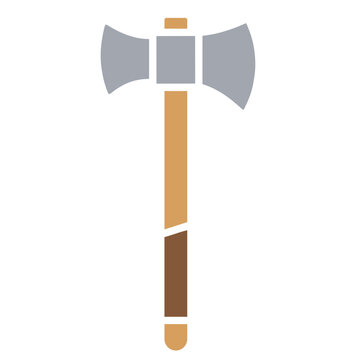Flat vector icon of a stone axe with wooden handle