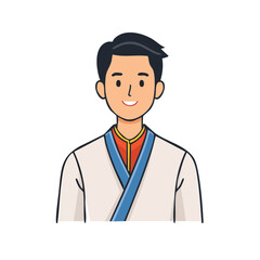 Fototapeta premium Flat vector illustration of smiling man in suit