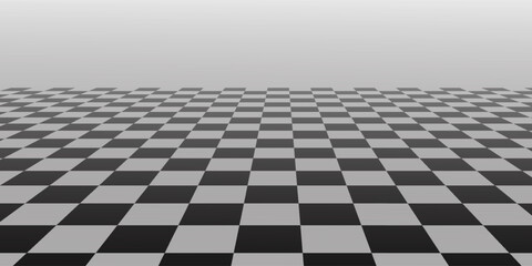Naklejka premium Black and white checkered floor background with perspective view. Vector Eps 10