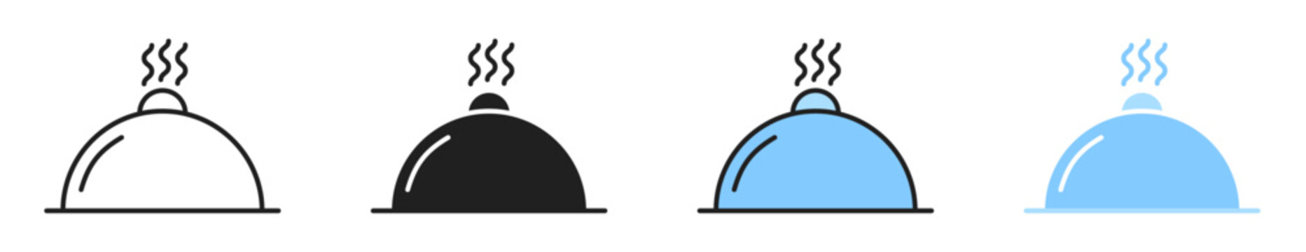 food cloche icons. restaurant food cloche server platter icons set for catering service and menu application UI