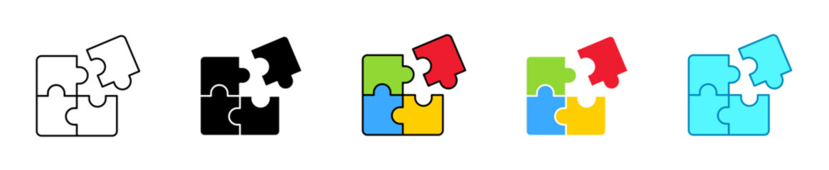color puzzle separation icon set. color puzzle piece separation solution icon set for problem solving logic game connection project strategy © Sabbir