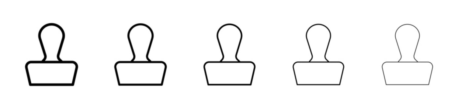 Rubber Stamp Icons Set. Line Art Rubber Stamp Icons Set for Approval Verification and Business Documentation
