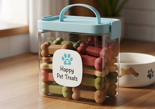 Airtight Pet Treat Container for Fresh Food Storage.
