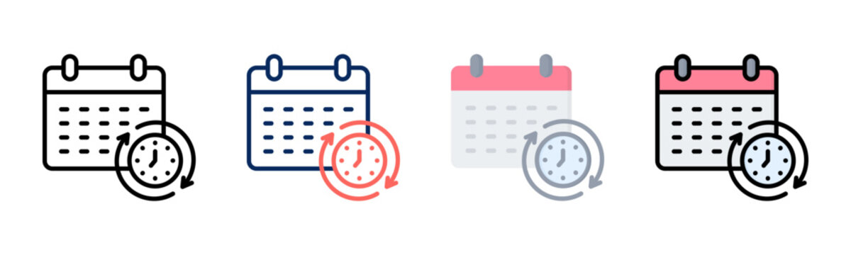 Flexible Schedule icon set multiple style collection
