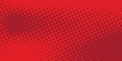 Bright crimson red pop art background in retro comics book style. Cartoon superhero background with halftone dots gradient, vector illustration © Sultan