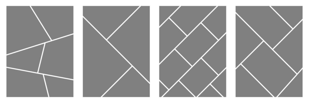 Collection of comic-style photo collage layouts