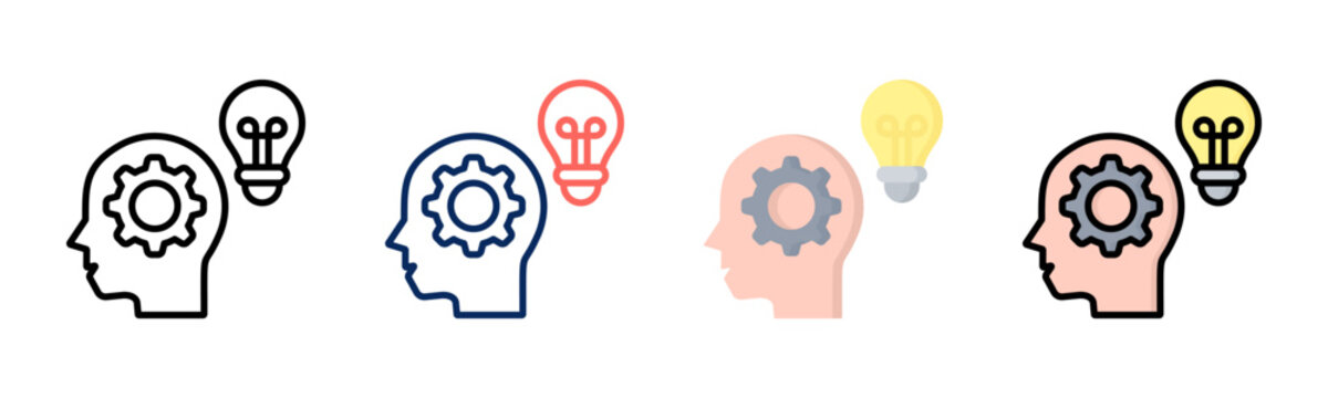Competency icon set multiple style collection