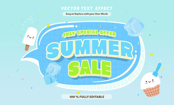 Editable text effect summer sale cartoon template style premium vector. Free vector text effect editable modern lettering typography font style