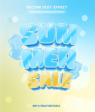 Editable text effect summer sale cartoon template style premium vector. Free vector text effect editable modern lettering typography font style