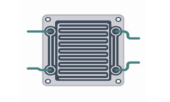 Hydrogen fuel cell stack vector illustration, renewable energy technology icon, green hydrogen power generator component for sustainable engineering