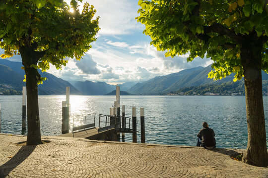 Bellagio Lake Como Sunset, Italy	