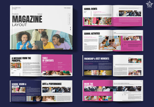 School Yearbook Magazine Landscape Template