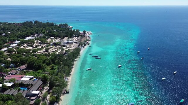 Aerial 4K Drone Footage Gili Trawangan Island Lombok Indonesia Tropical Paradise