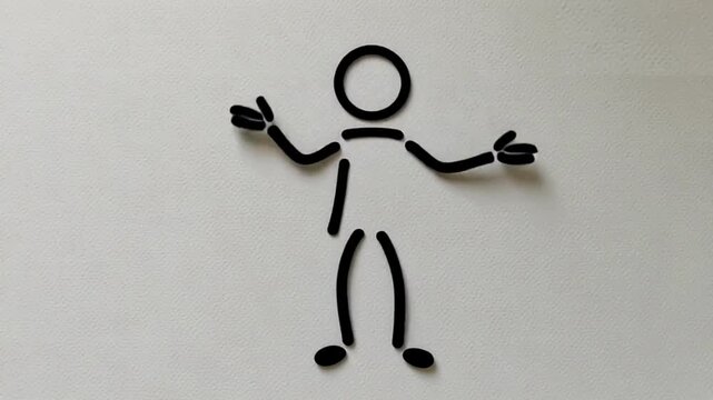 Clean minimalist stick figure animation of a human clapping enthusiastically, smooth loop, white background