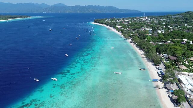 Aerial 4K Drone Footage Gili Trawangan Island Lombok Indonesia Tropical Paradise