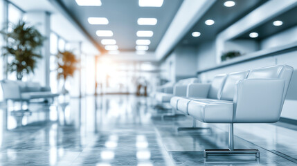 Obraz premium Modern office interior with sleek chairs and inviting atmosphere for clients and visitors in a contemporary setting.
