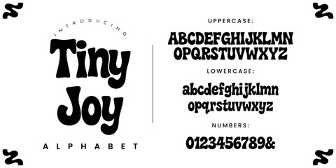 Tiny joy cute playful bubble font bubbly typography alphabet letters set © happy