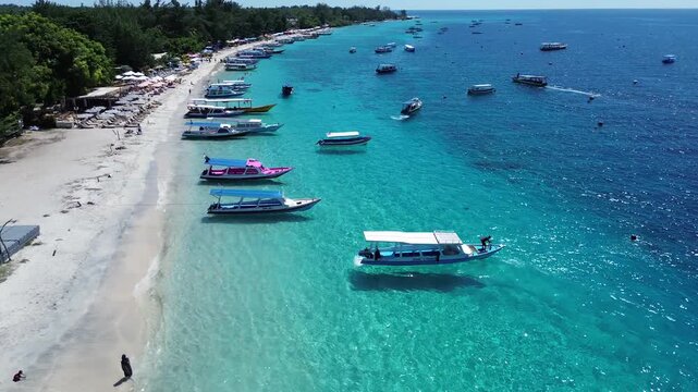 Aerial 4K Drone Footage Gili Trawangan Island Lombok Indonesia Tropical Paradise