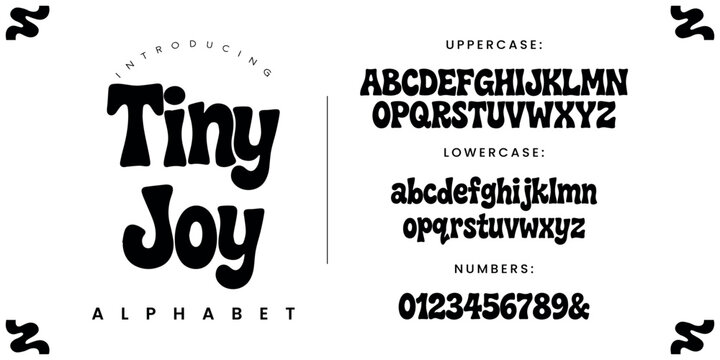 Tiny joy cute playful bubble font bubbly typography alphabet letters set