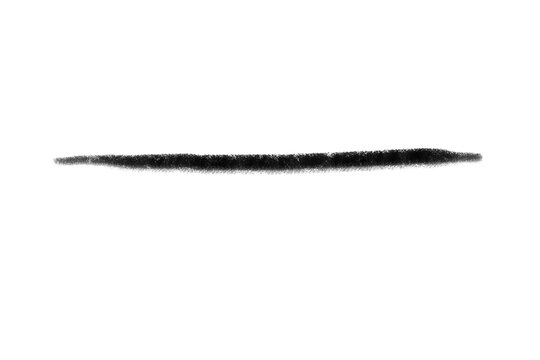 Horizontal black spray paint line with soft edges and grainy texture isolated on transparent background effect.