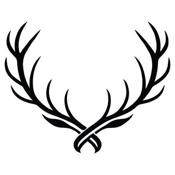 Minimalist Crossed Deer Antlers Silhouette Vector Icon