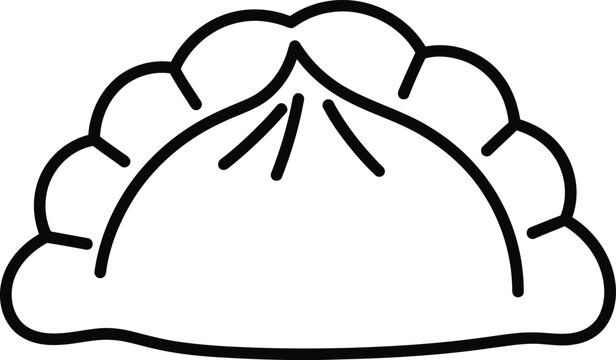 Steamed Dumpling Outline Icon - Momo Gyoza Dim Sum Vector