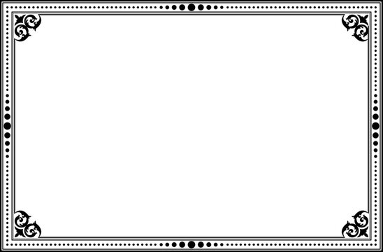 Elegant Black Art Deco Certificate Frame and Border Vector. Design print for greeting cards, wedding invitations, restaurant menu, royal certificates. 38
