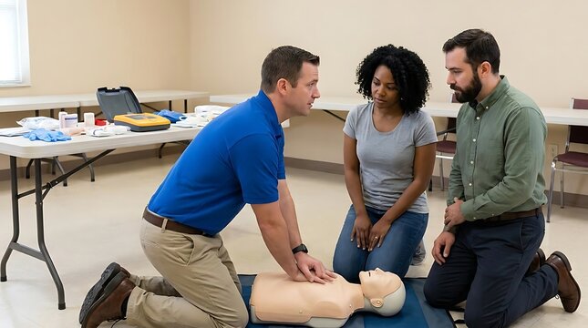 First aid training session cpr instruction practice session