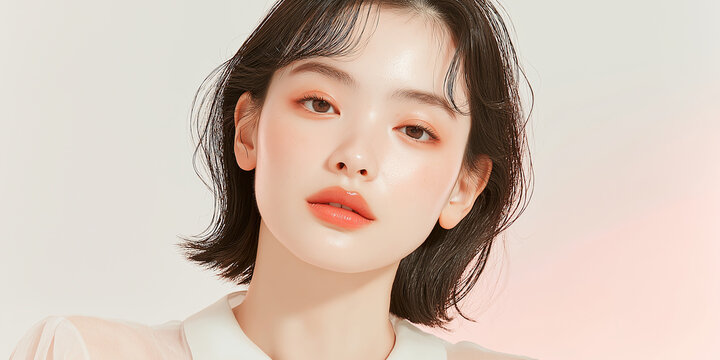 美容, 女性, スキンケア, 化粧品, ビューティー, 若い女性, 美肌, 日本人, アジア人, フェイシャル, メイク, 美容液, 保湿, クリーム, エイジングケア, 美容医療, エステ, 美容クリニック, 肌ケア, ナチュラルメイク, 透明感, ツヤ肌, モデル, 笑顔, ポートレート, クローズアップ, リラックス, 癒し, 健康的, 美白, コラーゲン, ヒアルロン酸, アンチエイジング