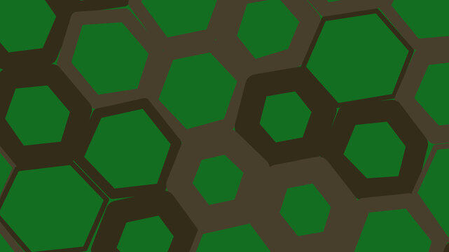 Green hexagons pattern on dark background