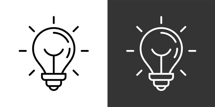 Lamp Black And White Icon Set Collection Pack Vector Illustration