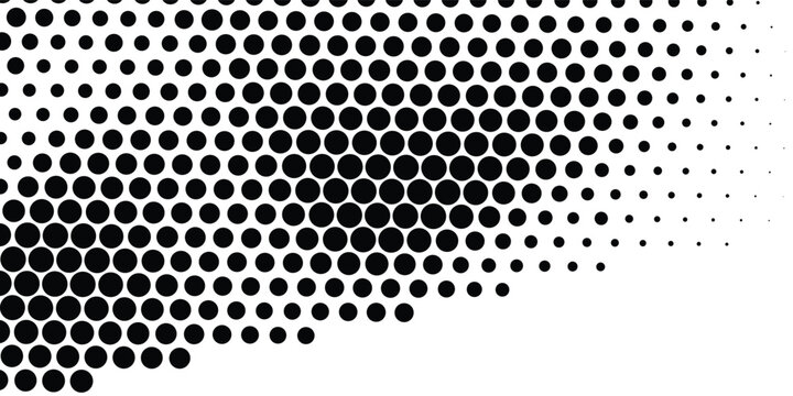 Halftone gradient. Dotted gradient, smooth dots spraying and halftones dot background seamless horizontal geometric pattern vector template circle.