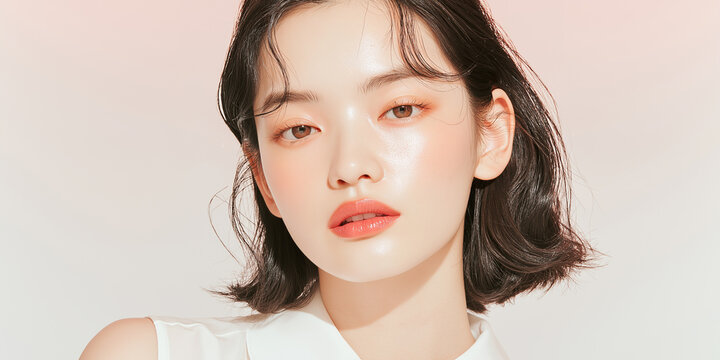 美容, 女性, スキンケア, 化粧品, ビューティー, 若い女性, 美肌, 日本人, アジア人, フェイシャル, メイク, 美容液, 保湿, クリーム, エイジングケア, 美容医療, エステ, 美容クリニック, 肌ケア, ナチュラルメイク, 透明感, ツヤ肌, モデル, 笑顔, ポートレート, クローズアップ, リラックス, 癒し, 健康的, 美白, コラーゲン, ヒアルロン酸, アンチエイジング