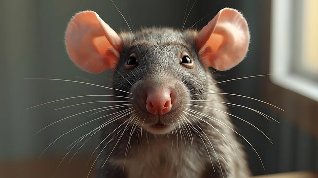 Small rodent mouse sniffing the air