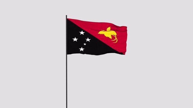 Papua New Guinea Flag Animation 4K Transparent Background with Alpha Channel