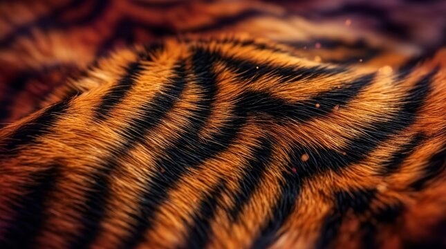  texture of tiger fur with striking black and orange stripe patterns 