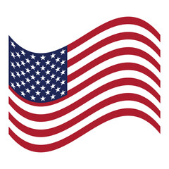 Fototapeta premium Waving American flag with stars and stripes isolated on transparent background for patriotic celebration, vector illustration 