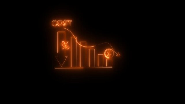Cost reduction and cost saving through digital transformation, business cost optimization, operational cost reduction, financial saving, and resource efficiency 4k video animation.