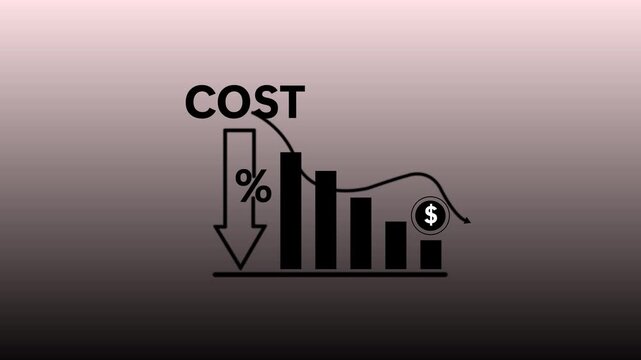 Cost reduction and cost saving through digital transformation, business cost optimization, operational cost reduction, financial saving, and resource efficiency 4k video animation.