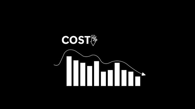 Cost reduction and cost saving through digital transformation, business cost optimization, operational cost reduction, financial savings, and resource 4k video animation.