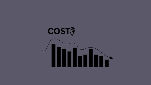 Cost reduction and cost saving through digital transformation, business cost optimization, operational cost reduction, financial savings, and resource 4k video animation.