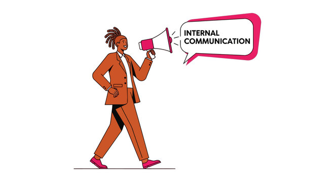 Woman holding megaphone for internal communication.